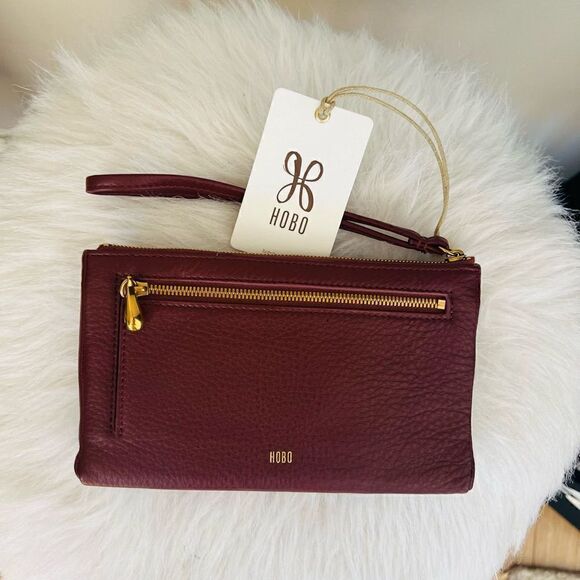 Hobo Pocket Leather Wristlet Wallet Clutch, Wrist Strap, Cash, Cards, PORT, NWT - Picture 14 of 16